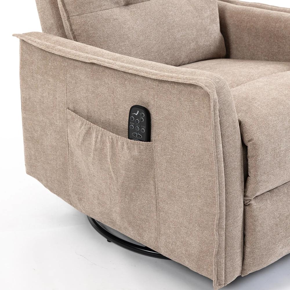 HOMCOM Recliner Armchair, Chenille Recliner Chair with Massage and Heat, 360&deg; Swivel Rocking Manual Recliner Additional View 25