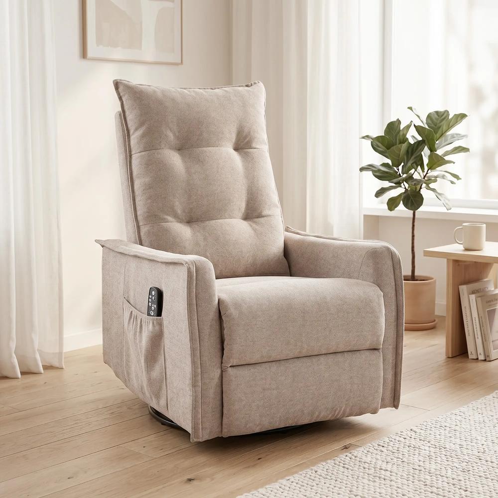 HOMCOM Recliner Armchair, Chenille Recliner Chair with Massage and Heat, 360&deg; Swivel Rocking Manual Recliner Additional View 28