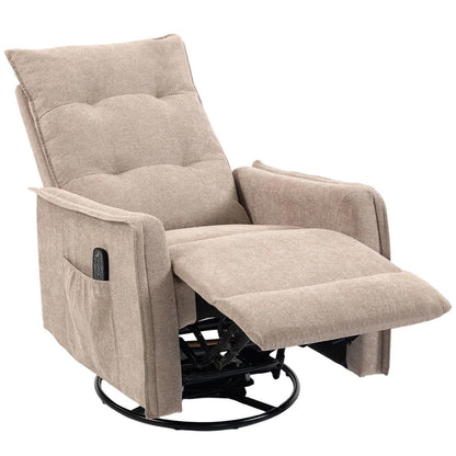 HOMCOM Recliner Armchair, Chenille Recliner Chair with Massage and Heat, 360&deg; Swivel Rocking Manual Recliner Additional View 29