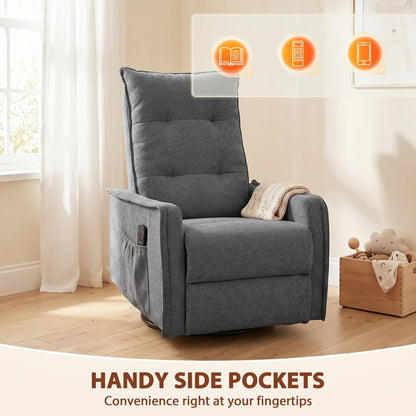 HOMCOM Recliner Armchair, Chenille Recliner Chair with Massage and Heat, 360&deg; Swivel Rocking Manual Recliner Additional View 8