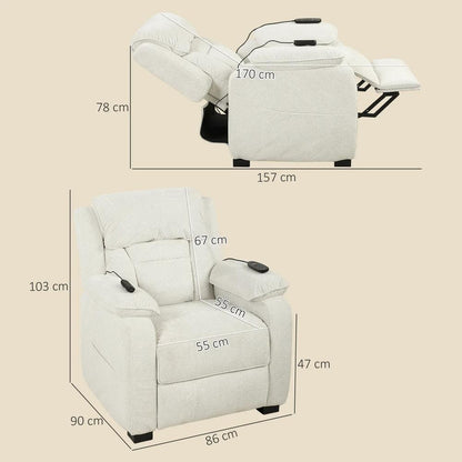 HOMCOM Power Recliner Armchair with Massage and Heat, Electric Reclining Chair with Wide Spring Seat Additional View 18
