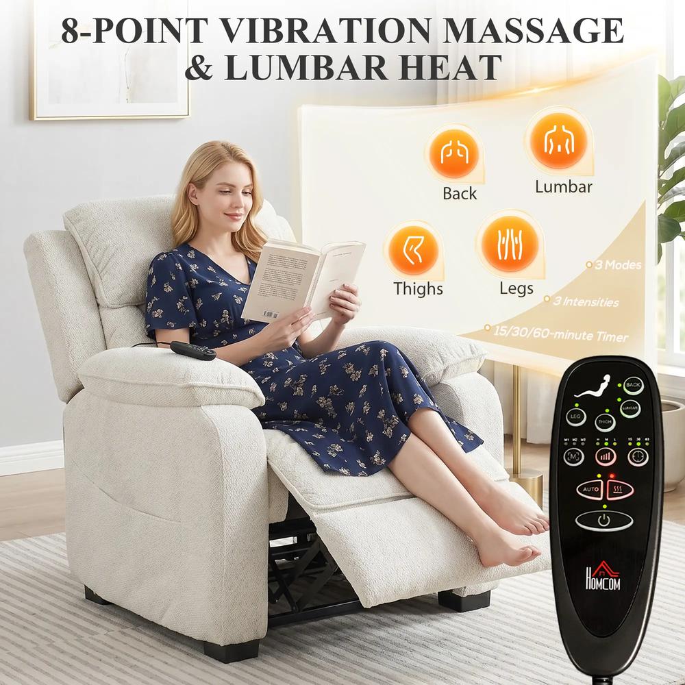 HOMCOM Power Recliner Armchair with Massage and Heat, Electric Reclining Chair with Wide Spring Seat Additional View 19