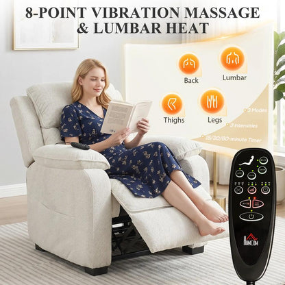 HOMCOM Power Recliner Armchair with Massage and Heat, Electric Reclining Chair with Wide Spring Seat Additional View 19