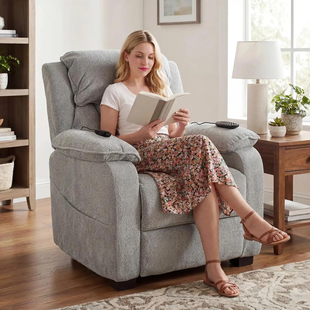 HOMCOM Power Recliner Armchair with Massage and Heat, Electric Reclining Chair with Wide Spring Seat Additional View 2