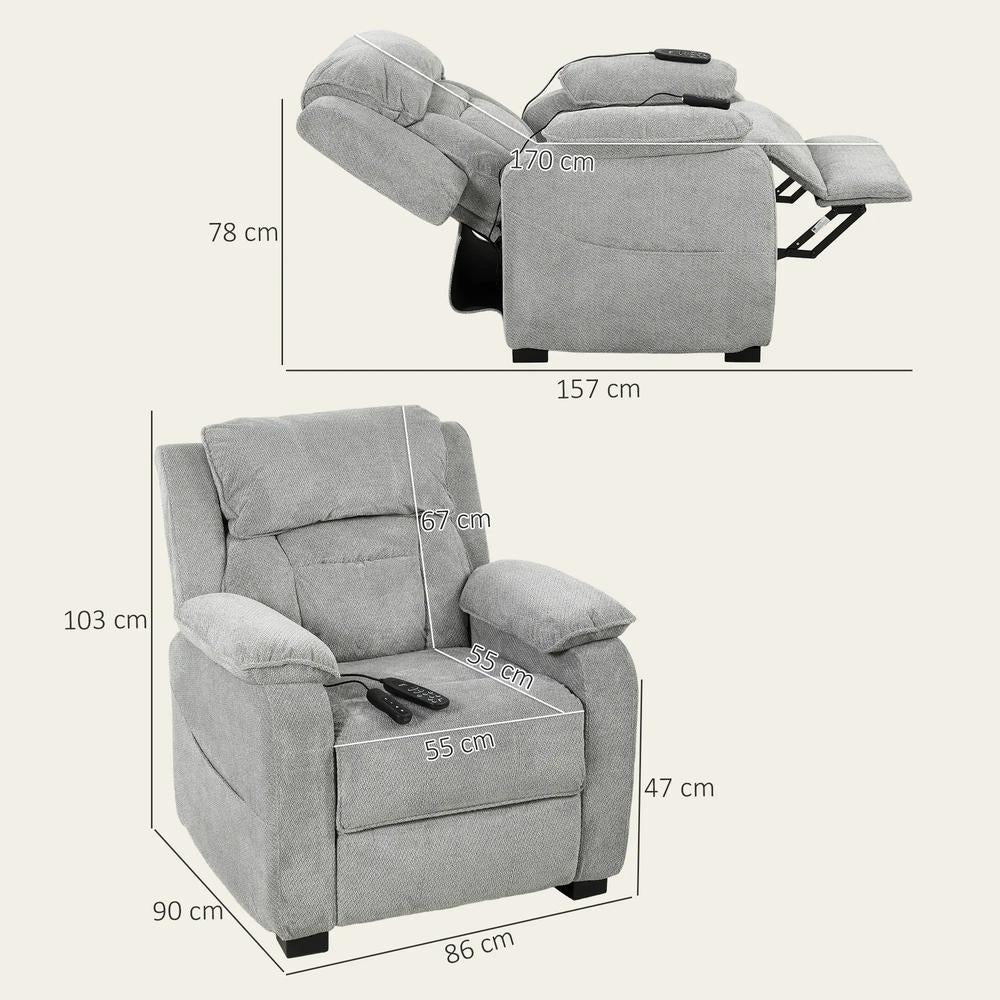 HOMCOM Power Recliner Armchair with Massage and Heat, Electric Reclining Chair with Wide Spring Seat Additional View 3