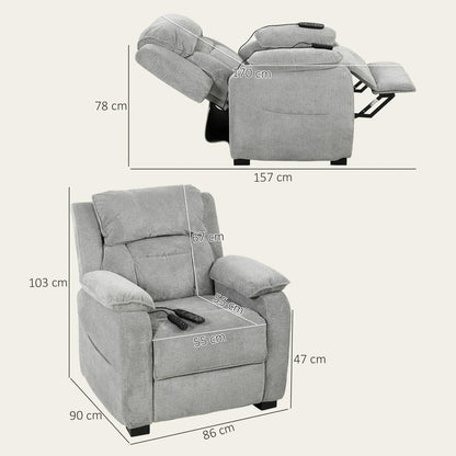 HOMCOM Power Recliner Armchair with Massage and Heat, Electric Reclining Chair with Wide Spring Seat Additional View 3