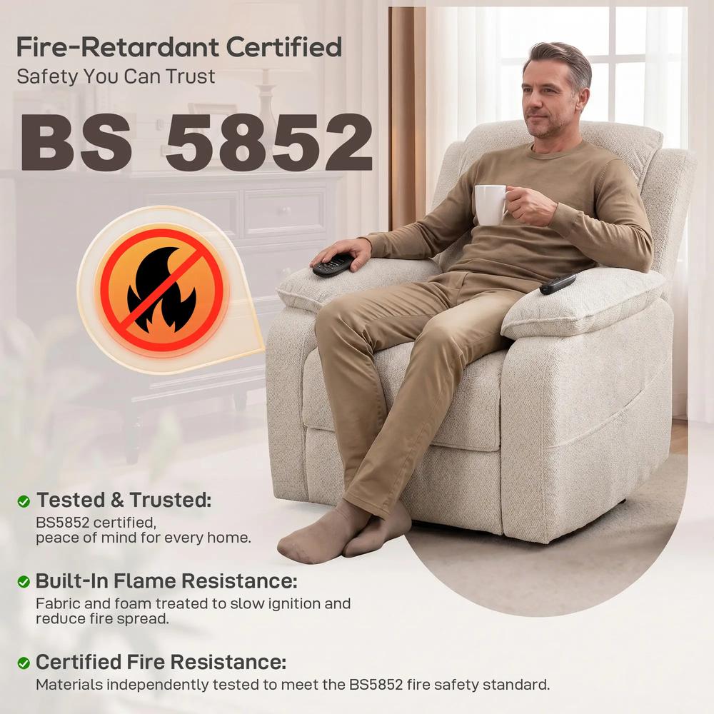 HOMCOM Power Recliner Armchair with Massage and Heat, Electric Reclining Chair with Wide Spring Seat Additional View 24