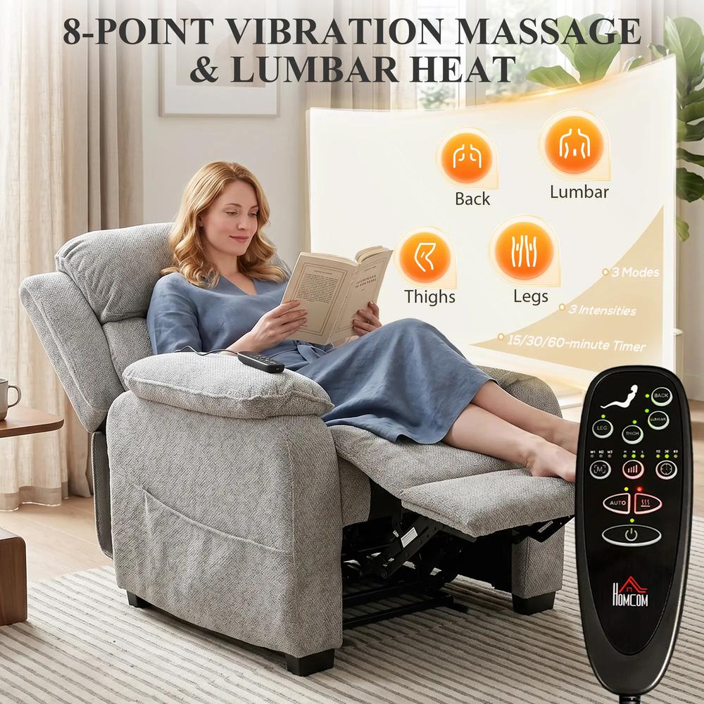HOMCOM Power Recliner Armchair with Massage and Heat, Electric Reclining Chair with Wide Spring Seat Additional View 4