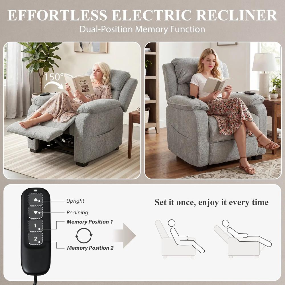 HOMCOM Power Recliner Armchair with Massage and Heat, Electric Reclining Chair with Wide Spring Seat Additional View 5