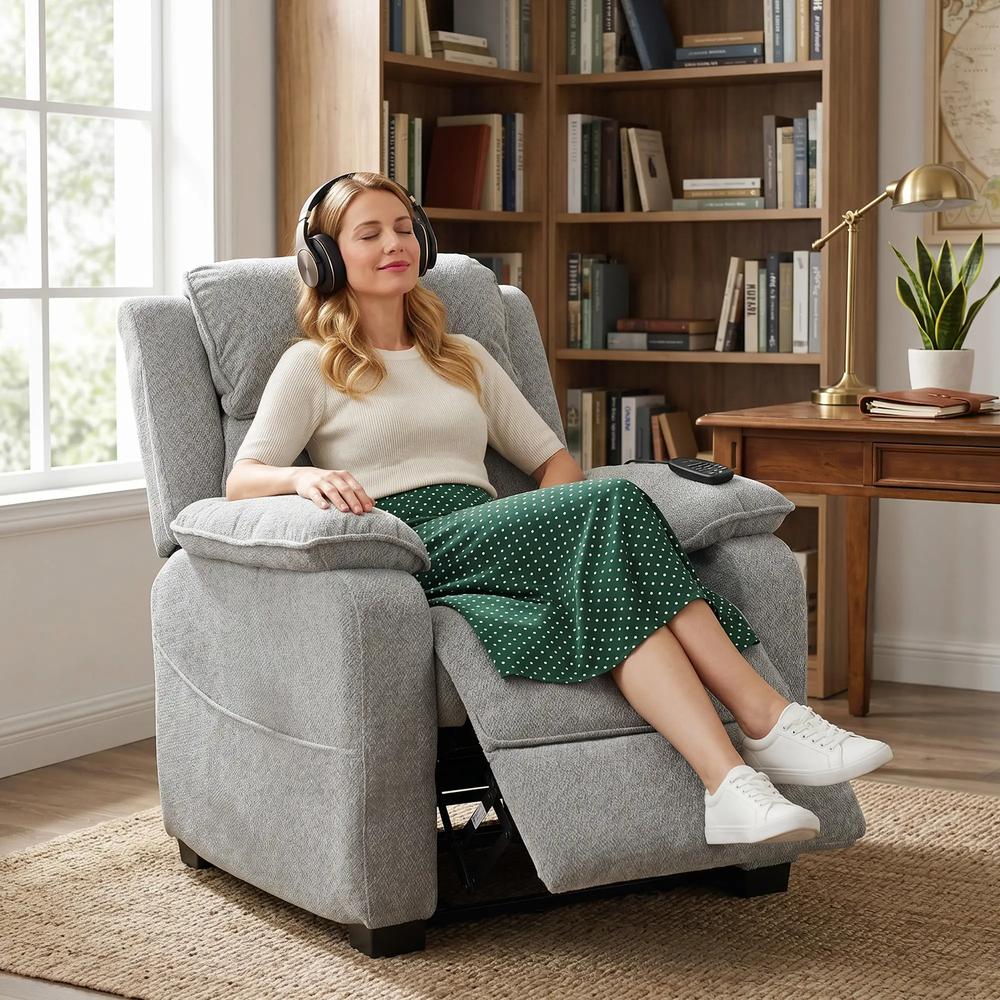 HOMCOM Power Recliner Armchair with Massage and Heat, Electric Reclining Chair with Wide Spring Seat Additional View 8