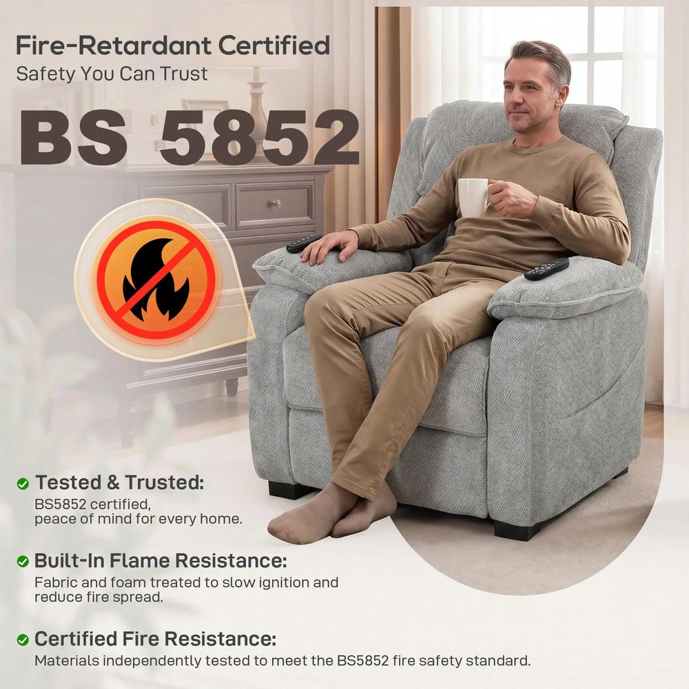 HOMCOM Power Recliner Armchair with Massage and Heat, Electric Reclining Chair with Wide Spring Seat Additional View 9