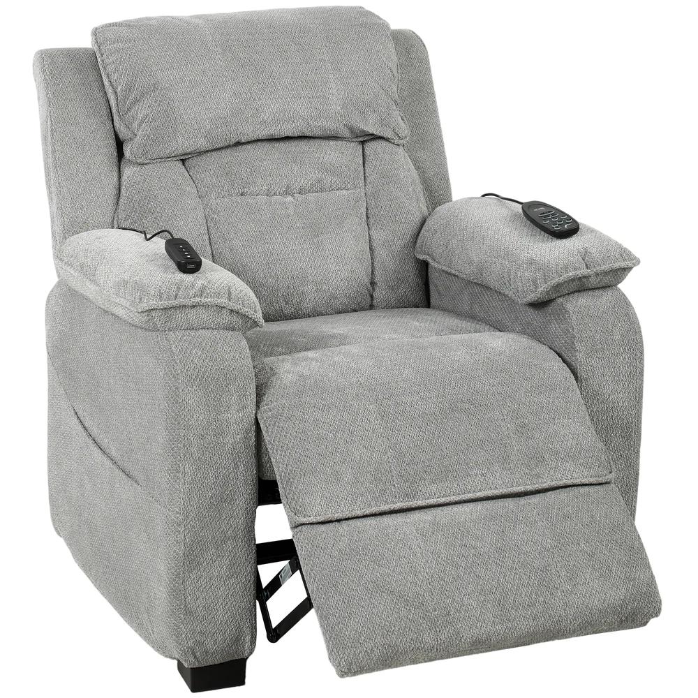 HOMCOM Power Recliner Armchair with Massage and Heat, Electric Reclining Chair with Wide Spring Seat