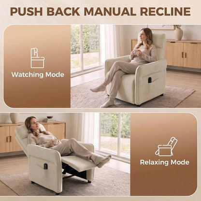 HOMCOM Recliner Armchair, Push Back Recliner Chair with Massage & Heat, Adjustable Armrests, Dual Side Pockets, Beige Additional View 6