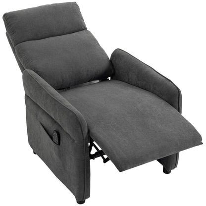 HOMCOM Recliner Armchair, Push Back Recliner Chair with Massage & Heat, Adjustable Armrests, Dual Side Pockets, Dark Grey