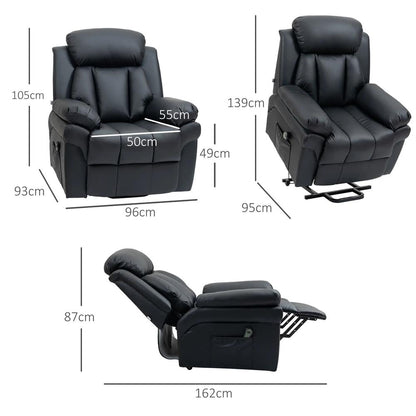 HOMCOM Power Lift Chair Recliner for Elderly, Electric Recliner Chair, Overstuffed Faux Leather Riser and Reclining Armchair with Remote Control, Side Pockets, for Living Room Additional View 3