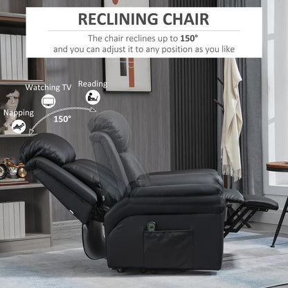 HOMCOM Power Lift Chair Recliner for Elderly, Electric Recliner Chair, Overstuffed Faux Leather Riser and Reclining Armchair with Remote Control, Side Pockets, for Living Room Additional View 5