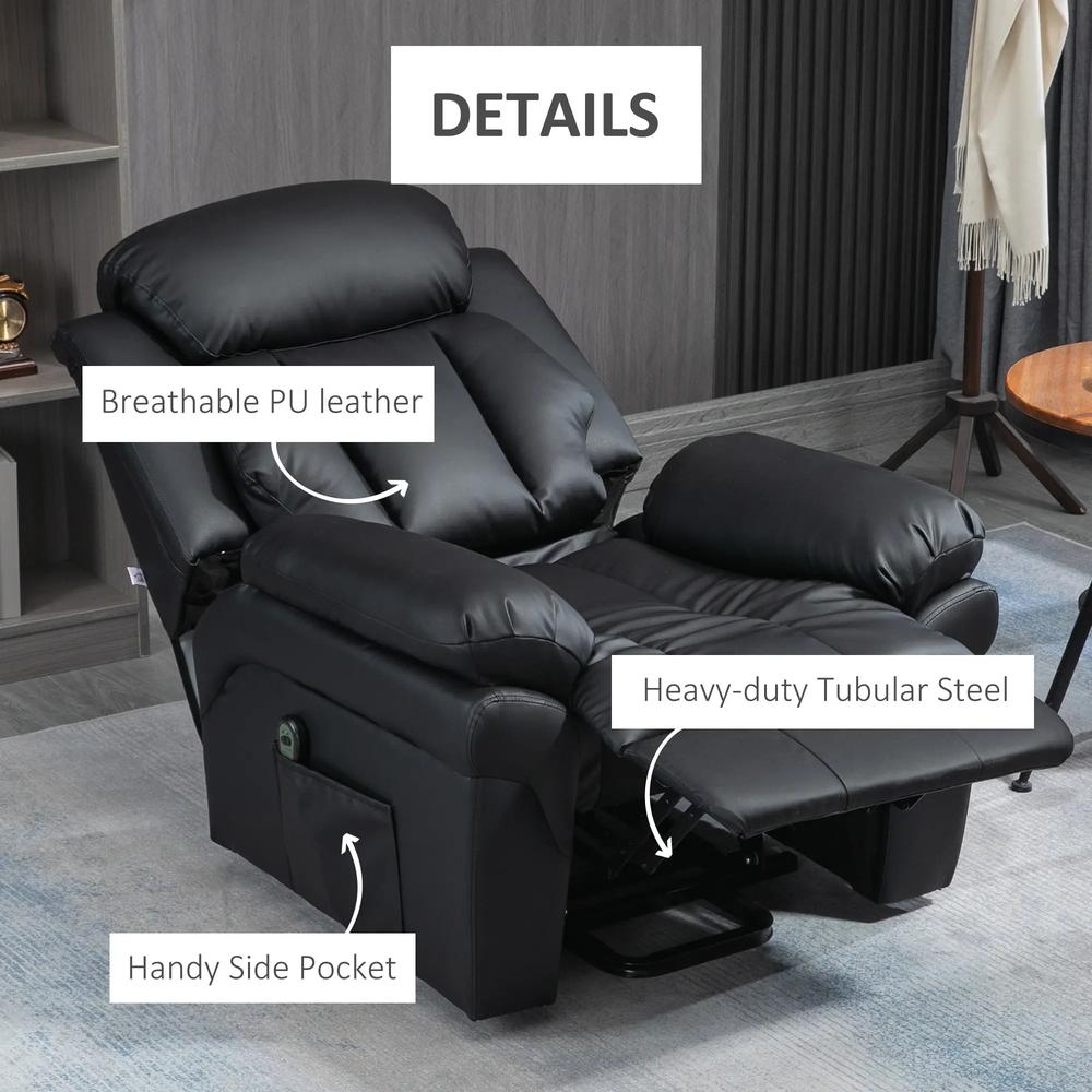 HOMCOM Power Lift Chair Recliner for Elderly, Electric Recliner Chair, Overstuffed Faux Leather Riser and Reclining Armchair with Remote Control, Side Pockets, for Living Room Additional View 6