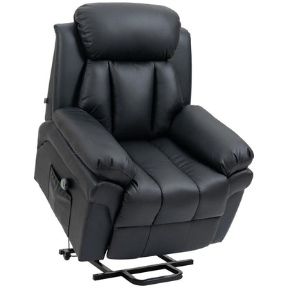 HOMCOM Power Lift Chair Recliner for Elderly, Electric Recliner Chair, Overstuffed Faux Leather Riser and Reclining Armchair with Remote Control, Side Pockets, for Living Room