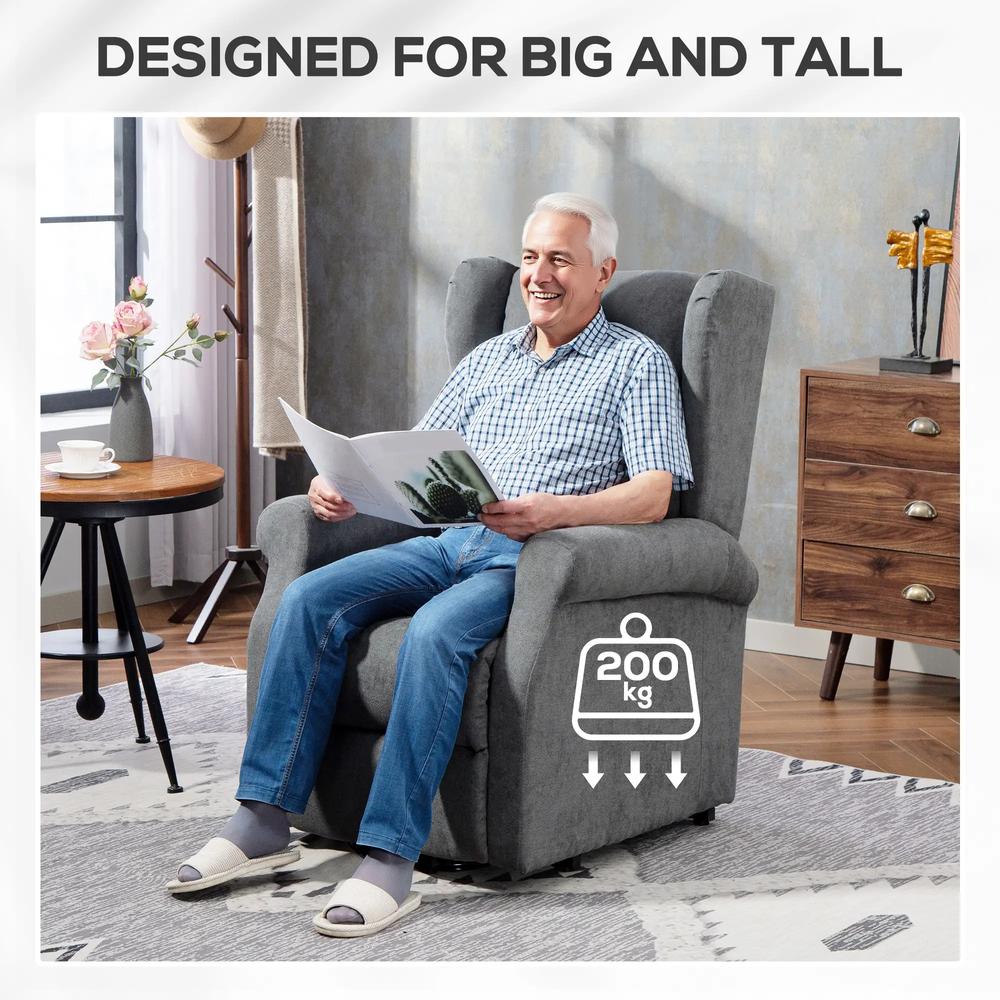 HOMCOM Power Lift Recliner Armchair, Electric Lift Chair for Elderly, Fabric Riser and Reclining Chair with Remote Control, Side Pockets, Extended Footrest, for Living Room Additional View 16