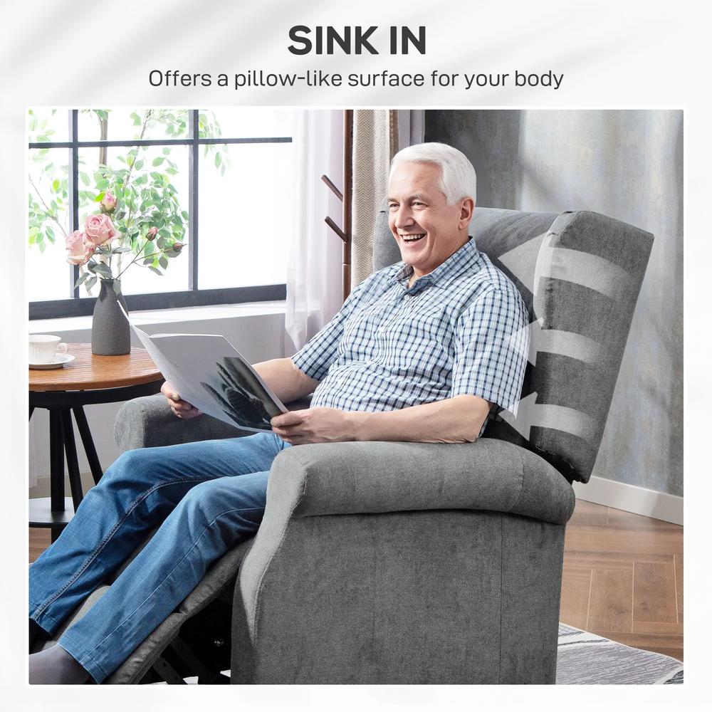 HOMCOM Power Lift Recliner Armchair, Electric Lift Chair for Elderly, Fabric Riser and Reclining Chair with Remote Control, Side Pockets, Extended Footrest, for Living Room Additional View 18