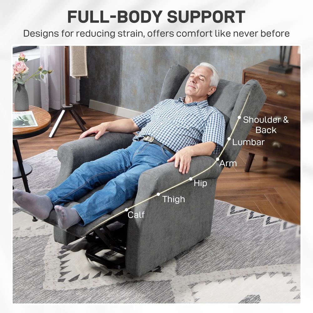 HOMCOM Power Lift Recliner Armchair, Electric Lift Chair for Elderly, Fabric Riser and Reclining Chair with Remote Control, Side Pockets, Extended Footrest, for Living Room Additional View 19
