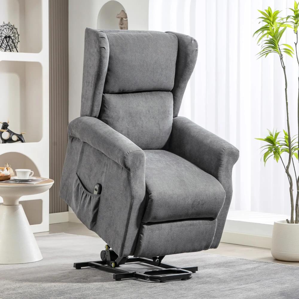 HOMCOM Power Lift Recliner Armchair, Electric Lift Chair for Elderly, Fabric Riser and Reclining Chair with Remote Control, Side Pockets, Extended Footrest, for Living Room Additional View 21