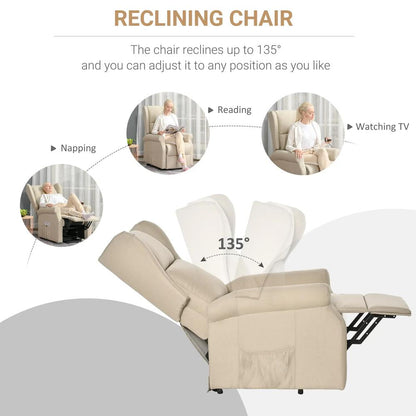 HOMCOM Power Lift Recliner Armchair, Electric Lift Chair for Elderly, Fabric Riser and Reclining Chair with Remote Control, Side Pockets, Extended Footrest, for Living Room Additional View 27