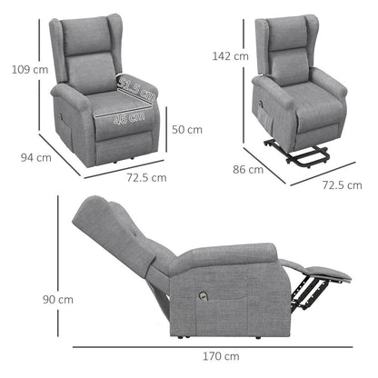 HOMCOM Power Lift Recliner Armchair, Electric Lift Chair for Elderly, Fabric Riser and Reclining Chair with Remote Control, Side Pockets, Extended Footrest, for Living Room Additional View 3