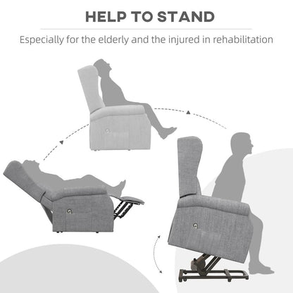 HOMCOM Power Lift Recliner Armchair, Electric Lift Chair for Elderly, Fabric Riser and Reclining Chair with Remote Control, Side Pockets, Extended Footrest, for Living Room Additional View 6