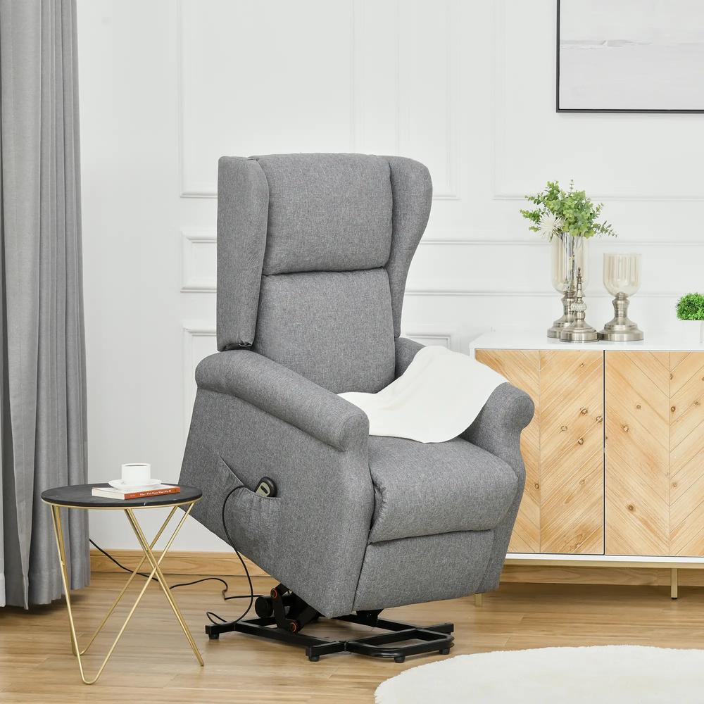 HOMCOM Power Lift Recliner Armchair, Electric Lift Chair for Elderly, Fabric Riser and Reclining Chair with Remote Control, Side Pockets, Extended Footrest, for Living Room Additional View 10