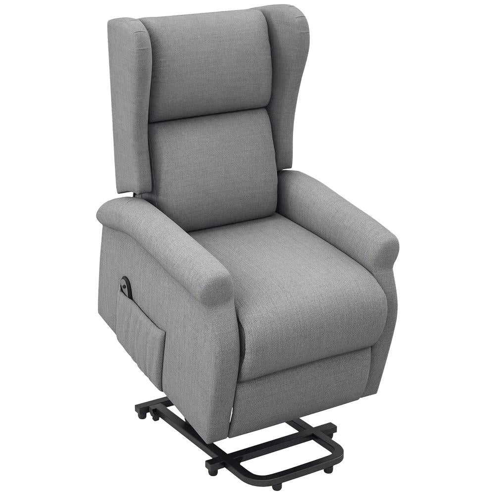 HOMCOM Power Lift Recliner Armchair, Electric Lift Chair for Elderly, Fabric Riser and Reclining Chair with Remote Control, Side Pockets, Extended Footrest, for Living Room
