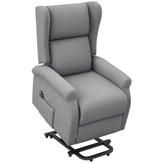 HOMCOM Power Lift Recliner Armchair, Electric Lift Chair for Elderly, Fabric Riser and Reclining Chair with Remote Control, Side Pockets, Extended Footrest, for Living Room