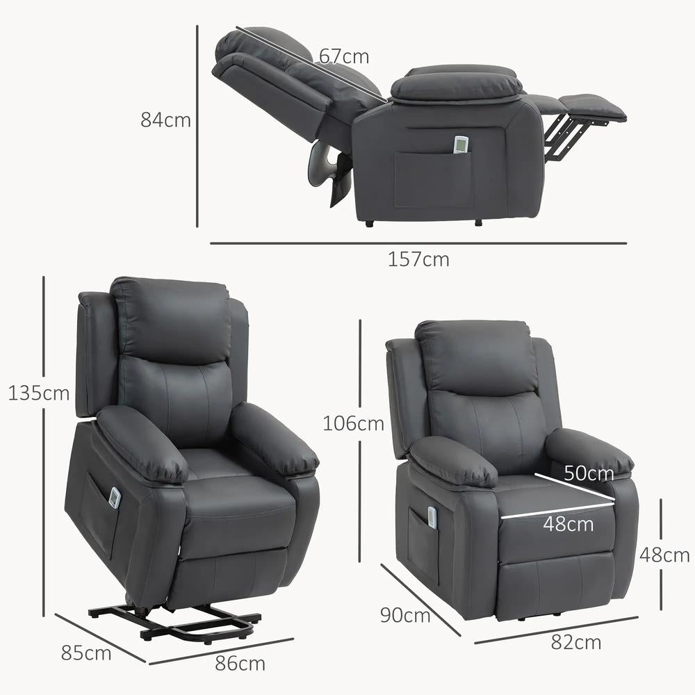 HOMCOM Riser and Recliner Chair with Vibration Massage, PU Leather Power Lift Chair for Elderly 713-091V70 Additional View 13