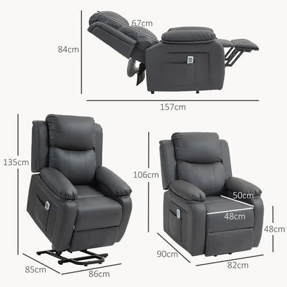 HOMCOM Riser and Recliner Chair with Vibration Massage, PU Leather Power Lift Chair for Elderly 713-091V70 Additional View 13