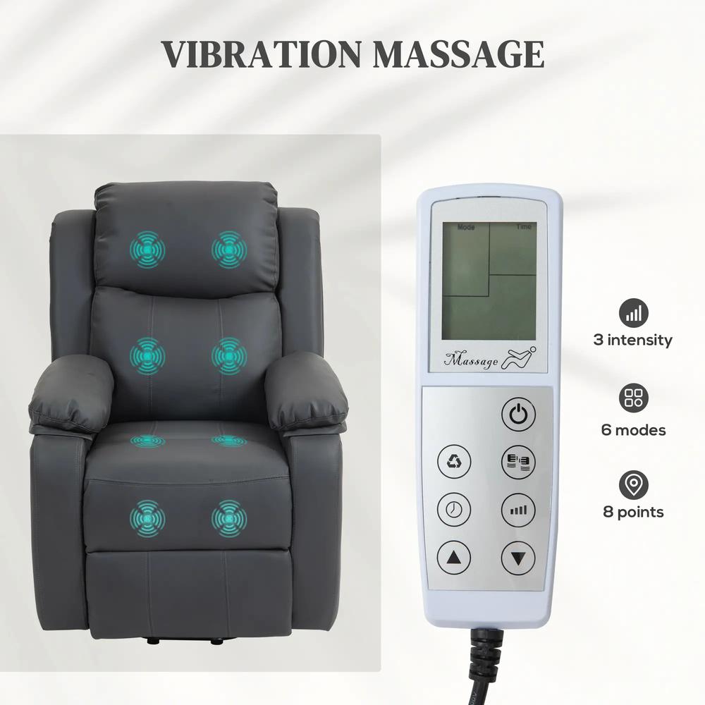 HOMCOM Riser and Recliner Chair with Vibration Massage, PU Leather Power Lift Chair for Elderly 713-091V70 Additional View 15