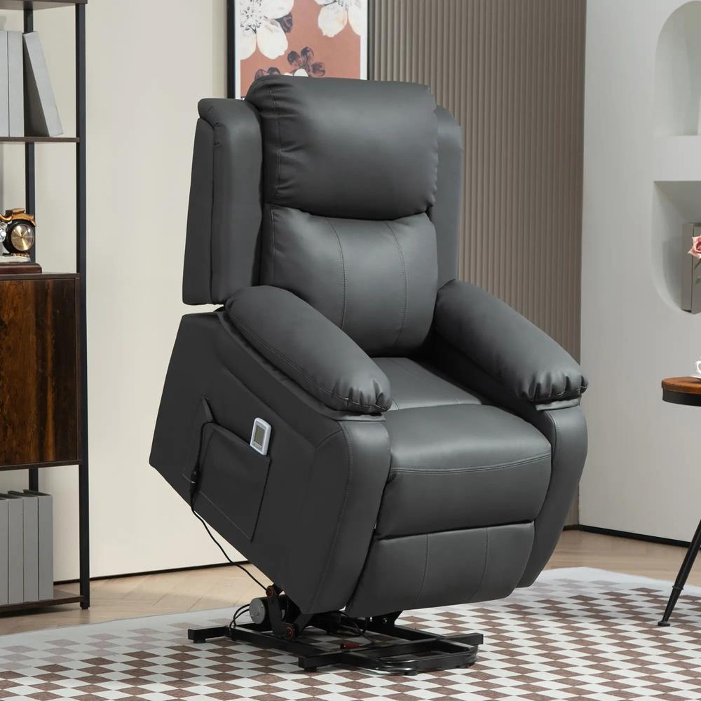 HOMCOM Riser and Recliner Chair with Vibration Massage, PU Leather Power Lift Chair for Elderly 713-091V70 Additional View 20