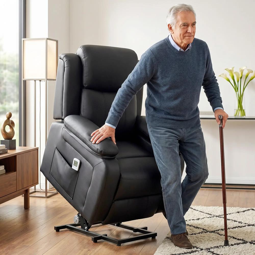 HOMCOM Riser and Recliner Chair with Vibration Massage, PU Leather Power Lift Chair for Elderly 713-091V70 Additional View 2