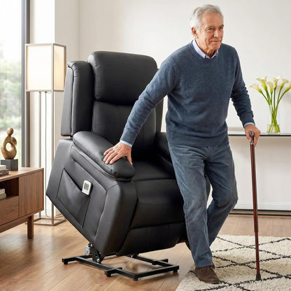 HOMCOM Riser and Recliner Chair with Vibration Massage, PU Leather Power Lift Chair for Elderly 713-091V70 Additional View 2