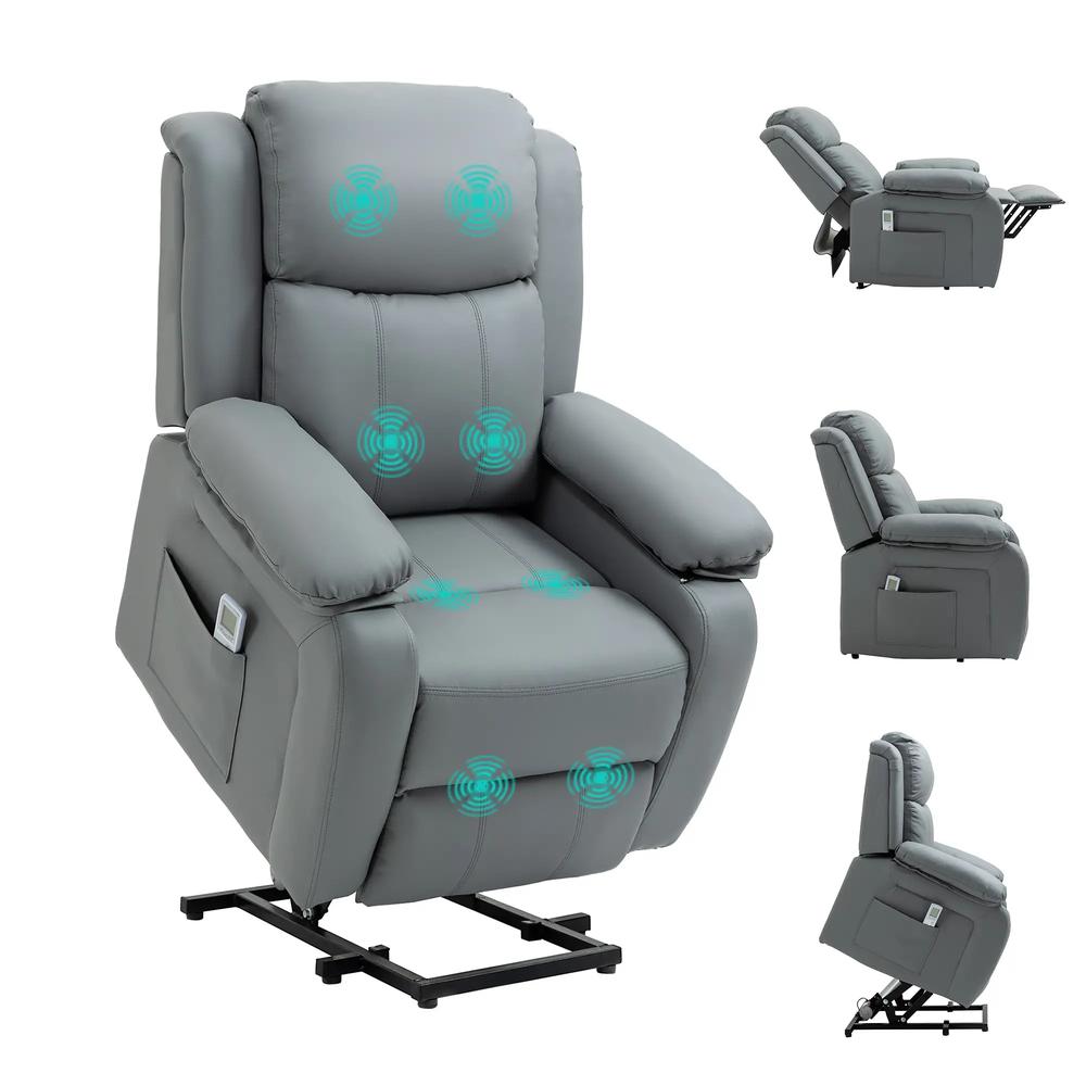 HOMCOM Riser and Recliner Chair with Vibration Massage, PU Leather Power Lift Chair for Elderly 713-091V70 Additional View 22