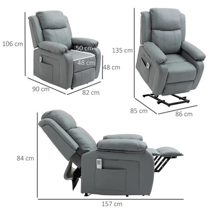 HOMCOM Riser and Recliner Chair with Vibration Massage, PU Leather Power Lift Chair for Elderly 713-091V70 Additional View 24