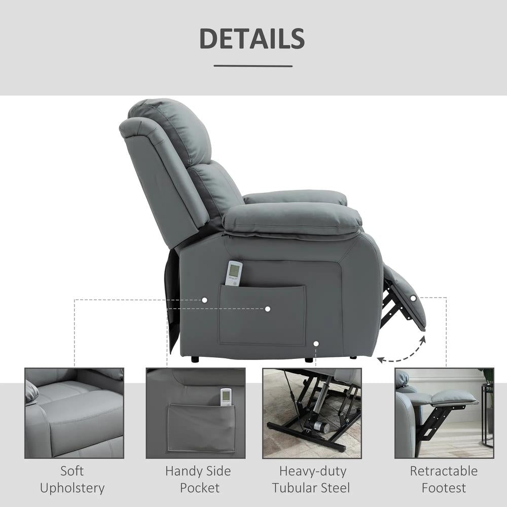 HOMCOM Riser and Recliner Chair with Vibration Massage, PU Leather Power Lift Chair for Elderly 713-091V70 Additional View 25
