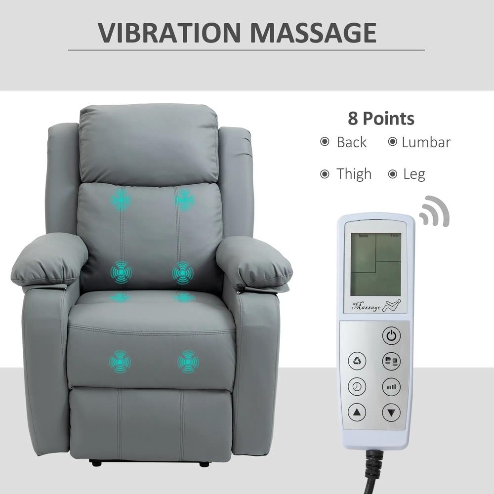 HOMCOM Riser and Recliner Chair with Vibration Massage, PU Leather Power Lift Chair for Elderly 713-091V70 Additional View 27