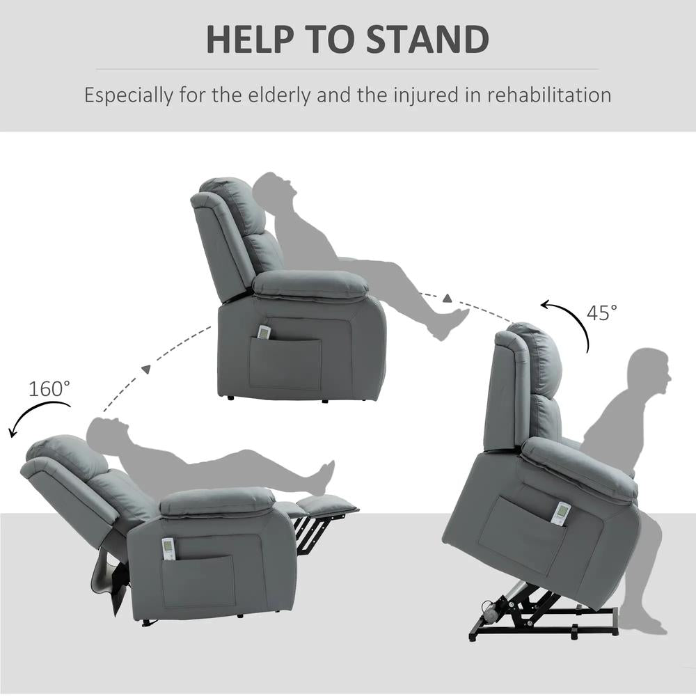 HOMCOM Riser and Recliner Chair with Vibration Massage, PU Leather Power Lift Chair for Elderly 713-091V70 Additional View 28