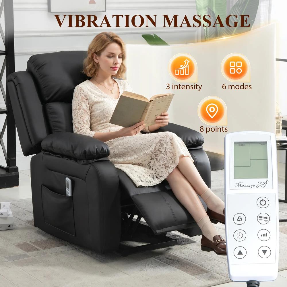 HOMCOM Riser and Recliner Chair with Vibration Massage, PU Leather Power Lift Chair for Elderly 713-091V70 Additional View 5