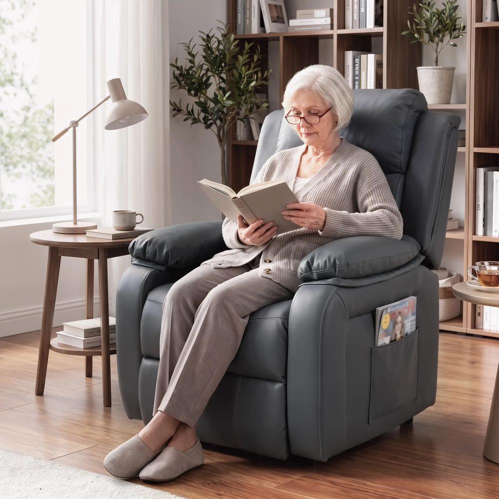 HOMCOM Riser and Recliner Chair with Vibration Massage, PU Leather Power Lift Chair for Elderly 713-091V71 Additional View 14