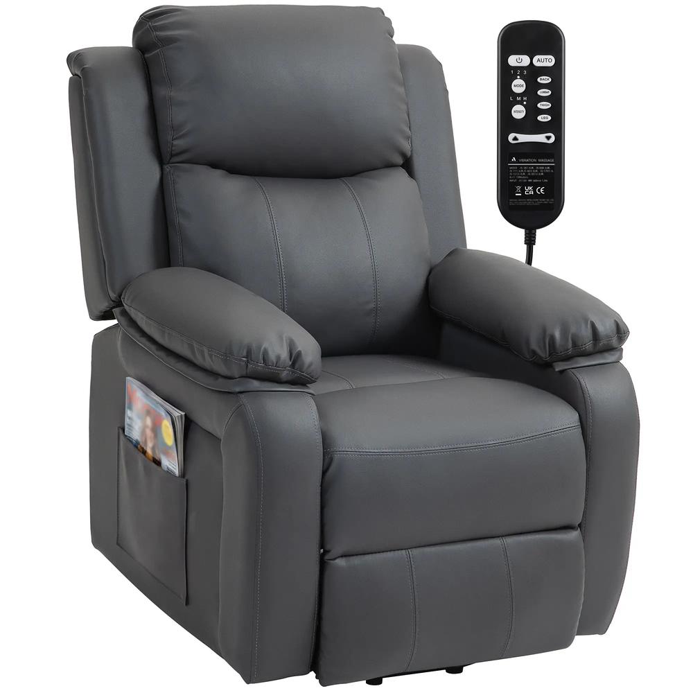 HOMCOM Riser and Recliner Chair with Vibration Massage, PU Leather Power Lift Chair for Elderly 713-091V71 Additional View 15