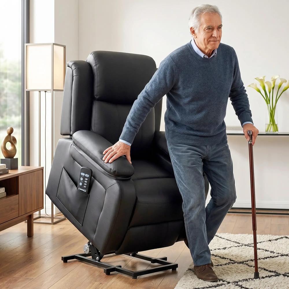 HOMCOM Riser and Recliner Chair with Vibration Massage, PU Leather Power Lift Chair for Elderly 713-091V71 Additional View 17