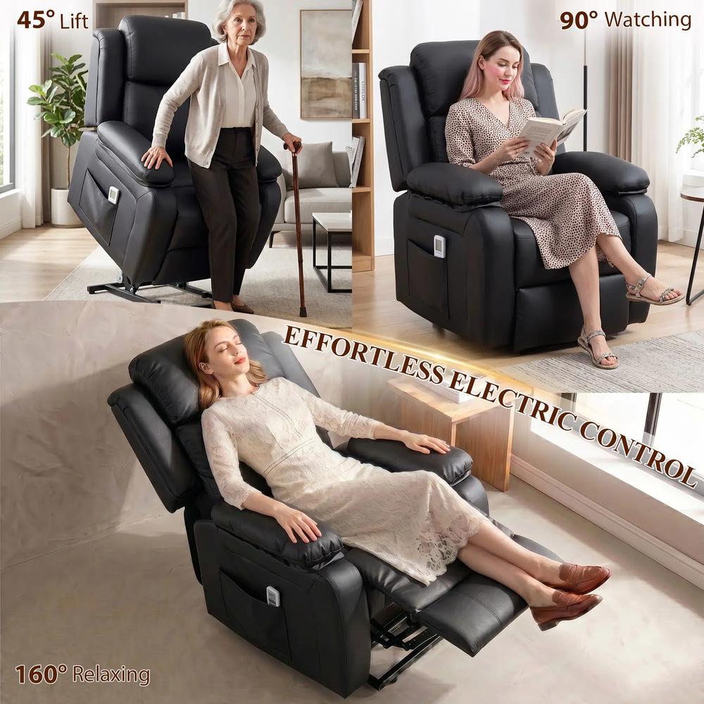HOMCOM Riser and Recliner Chair with Vibration Massage, PU Leather Power Lift Chair for Elderly 713-091V71 Additional View 19