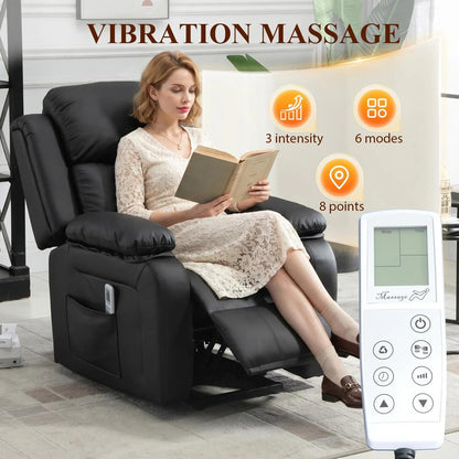 HOMCOM Riser and Recliner Chair with Vibration Massage, PU Leather Power Lift Chair for Elderly 713-091V71 Additional View 20