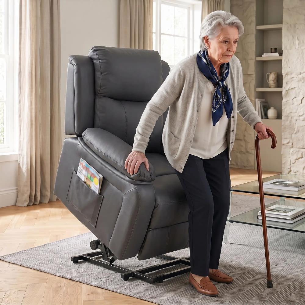 HOMCOM Riser and Recliner Chair with Vibration Massage, PU Leather Power Lift Chair for Elderly 713-091V71 Additional View 2